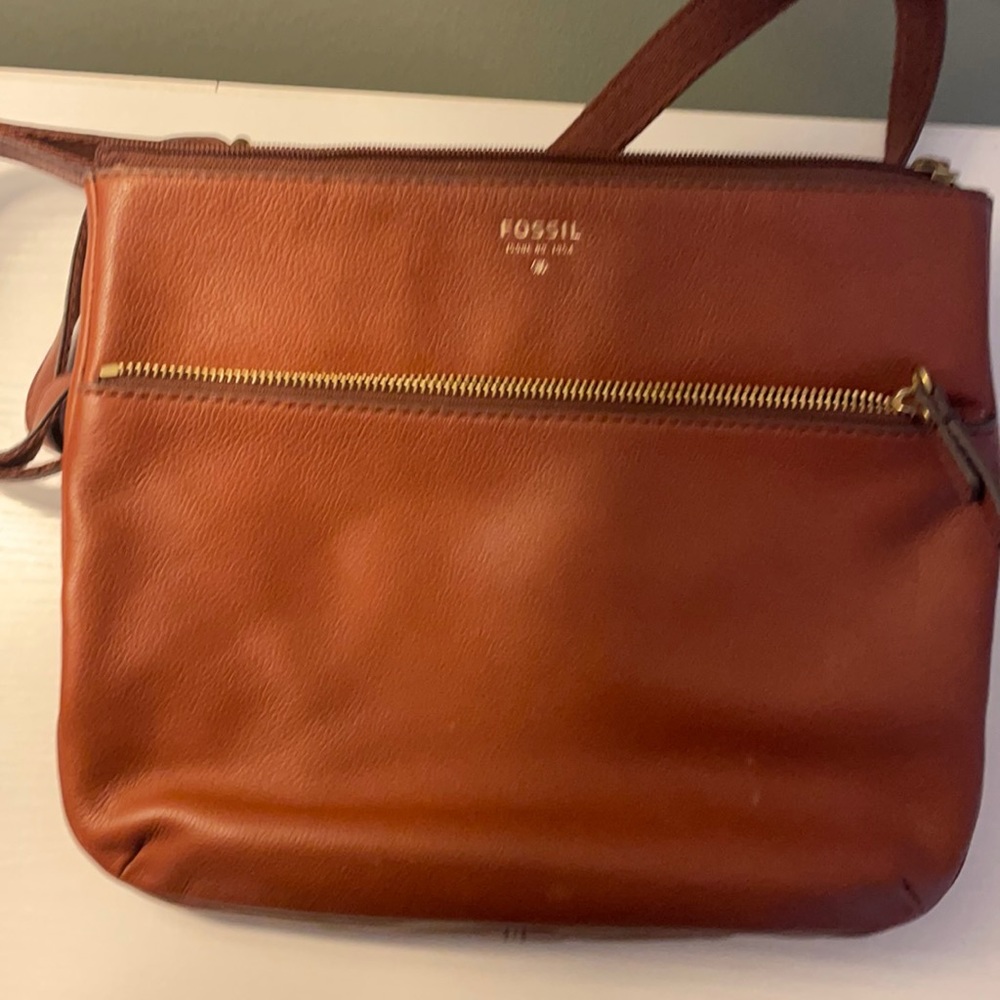 Fossil brown leather cross over purse